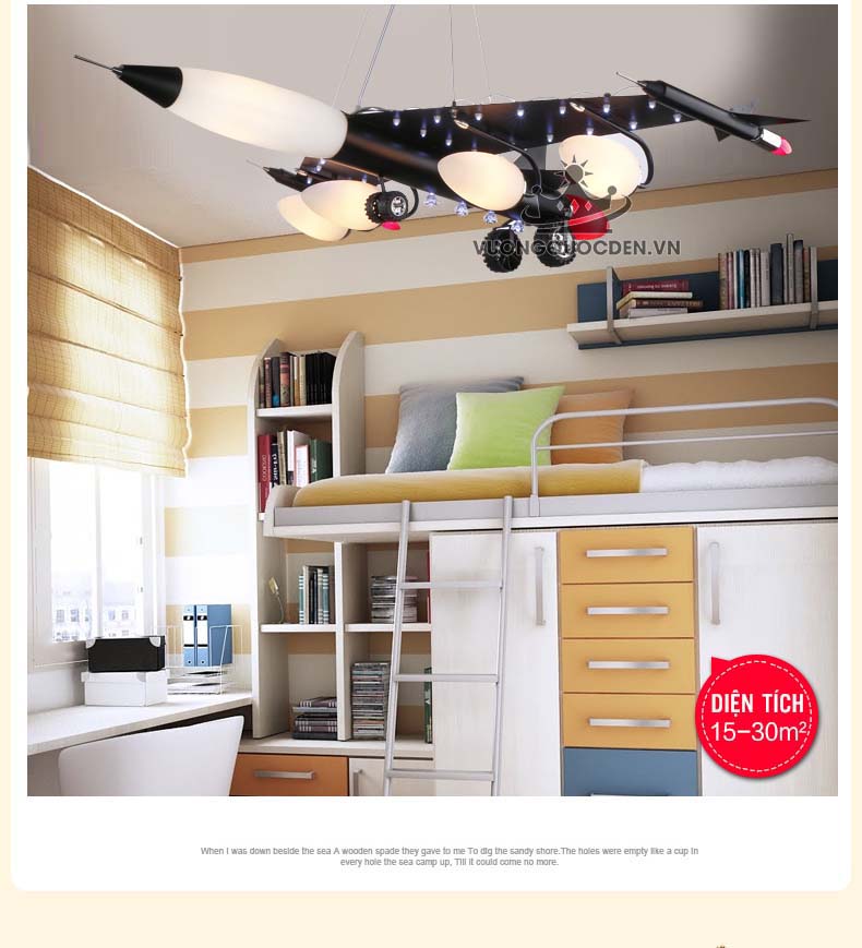 Đèn thả trần cho bé hình máy bay UHS128-5
